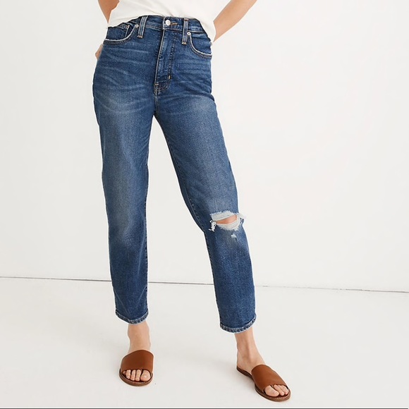 Madewell Denim - Madewell The Momjean distressed high waist Sz 28